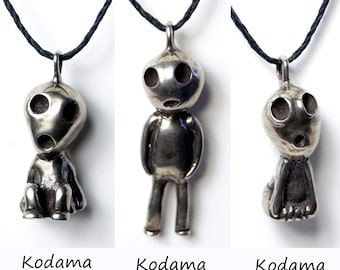 Kodama pendants, White Bronze Kodama necklace, tree spirits, forest spirits, forest guardians, Japanese folklore, nature spirits, anime