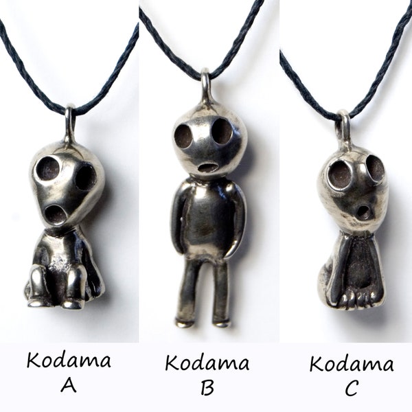 Kodama pendants, White Bronze Kodama necklace, tree spirits, forest spirits, forest guardians, Japanese folklore, nature spirits, anime