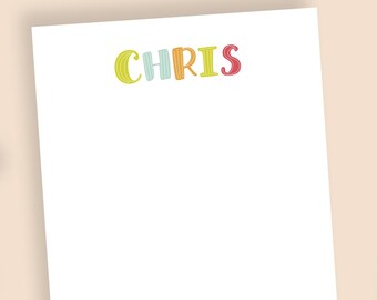 Personalized Kids Name Notepad: Colorful Stationery, Custom Memo Pad