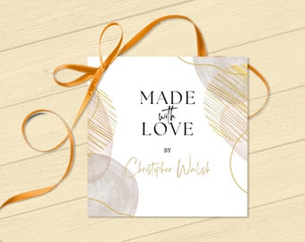 Made With Love Gift Tag, Editable Handmade Label, Printable Made With Love Card, Corjl Template |  Ivory and Gold 3302 GT