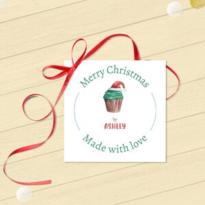 Cupcake Merry Christmas Geschenkanhänger, Made with Love Cupcake, Baked at home Label, Corjl Template |  3097A BR