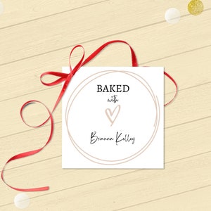 Mit Liebe gebackener Geschenkanhänger, druckbares handgemachtes Etikett, bearbeitbare Made with love-Karte, Corjl-Vorlage |  Elfenbein und Gold 3288 matt