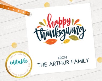 Bearbeitbarer Erntedank-Geschenkanhänger: Herbstlaub-Geschenkanhänger (Digitaler Download)