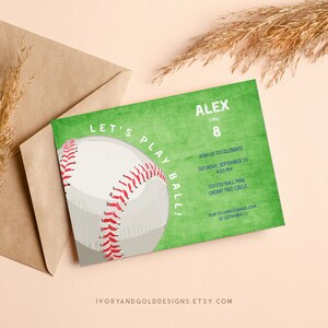 Editable Baseball Party Invitation Sport Birthday Invite Ball Game Match Card, DIY Instant download Corjl | Ivory and Gold 3012 A IN