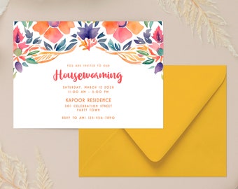 Indian Invitation {Housewarming, Wedding, Diwali, Dinner Party, Holi, Birth Announcement, Desi Design Card, Editable DIY, Corjl} 3966