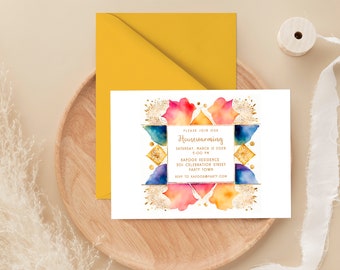 Indian Invitation {Housewarming, Wedding, Diwali, Dinner Party, Holi, Birth Announcement, Desi Design Card, Editable DIY, Corjl} 3954