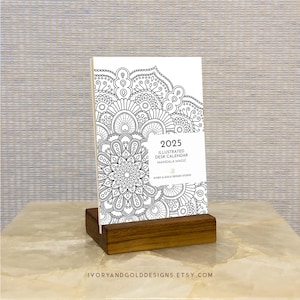 2025 Mandala Desk Calendar: Color-In Zentangle Art (PDF Pattern)