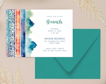 Indian Invitation {Housewarming, Wedding, Diwali, Dinner Party, Holi, Birth Announcement, Desi Design Card, Editable DIY, Corjl} 3967