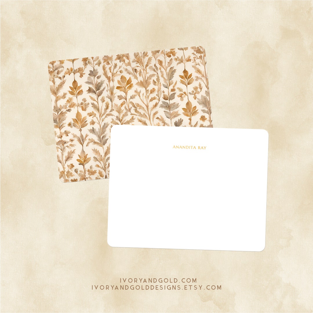 Custom Gold Foil Stationery indian Print, Luxury Notecard, Personalized