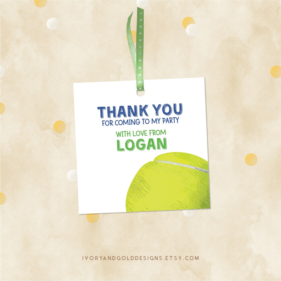 Editable Tennis Party Printables Thank You Gift Tag Favor Bag Tag ...