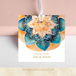 Mandala-cadeaulabel | Indiaas retourcadeaukaartje, desi-huwelijksbedankt, rangoli-print, afdrukbaar label, corjl | 3618