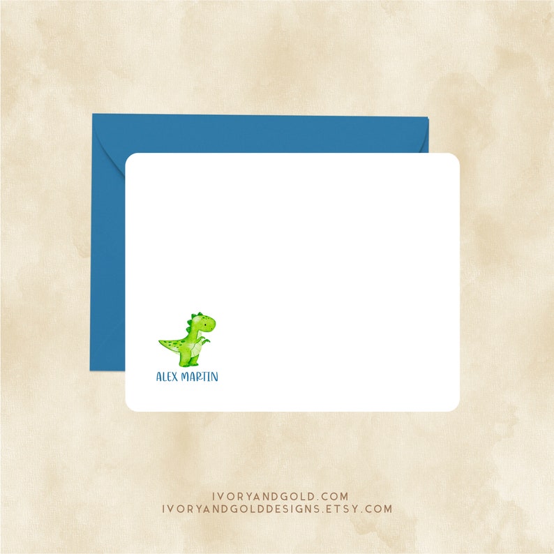 Personalized Stationery for Children dinosaur Thank You Notes, Animal