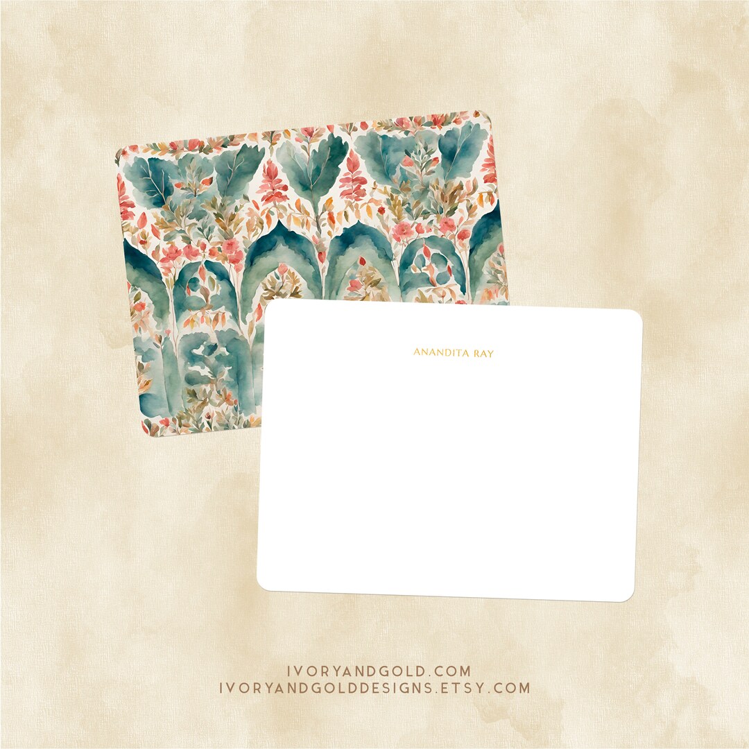 Custom Gold Foil Stationery indian Print Personalized Luxury Etsy