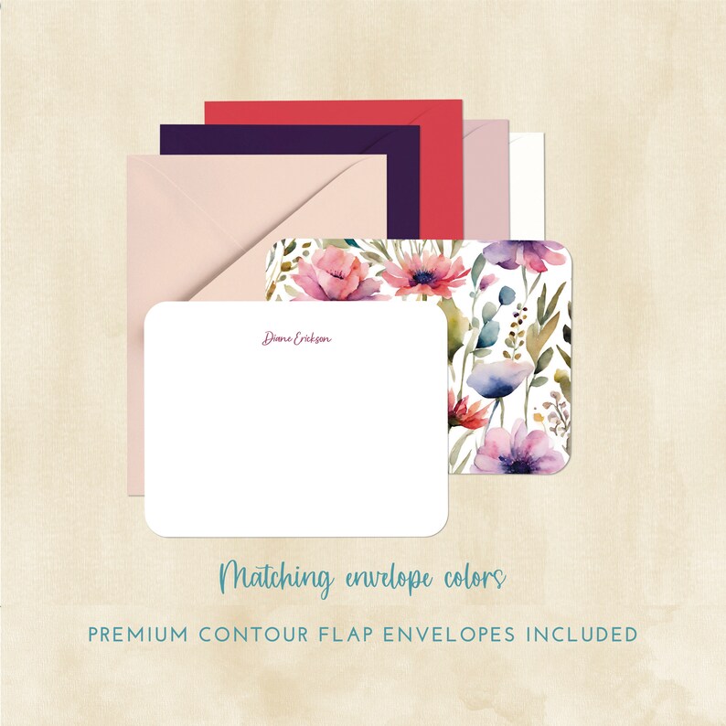 Personalized Floral Stationery Set yellow Poppy Thank You Note, Mother's Day Note Cards With