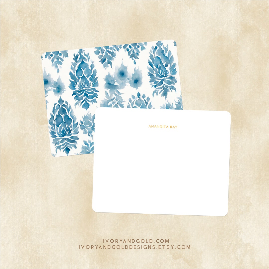 Custom Gold Foil Stationery indian Block Print Personalized Etsy