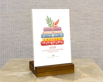 2026 Author Quotes Desk Calendar with Wood Stand | Literary Quotes | 8001