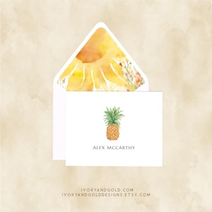 Personalized Pineapple Notecards: Tropical Stationery with Envelopes