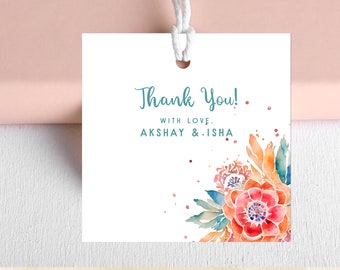 Indian Gift Tag | Return Gift Tag, Thank You Card, Desi Wedding Favor Tag, Printable Editable Corjl Template | 3956