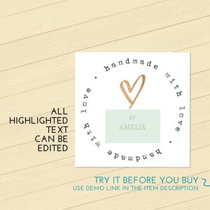 Handmade With Love Gift Tag | Printable Made With Love Label, Editable ...