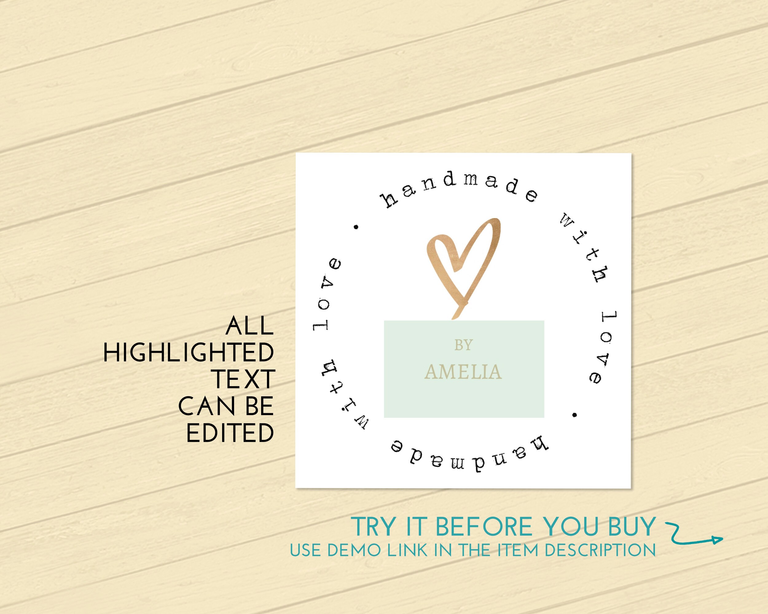 Handmade With Love Gift Tag Printable Made With Love Label - Etsy
