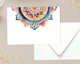 Mandala Gift Card | Diwali Enclosure Card, Thank You Note, Indian Wedding Card, Puja Gift, Colorful Rangoli, Mini Note With Envelope | 3619