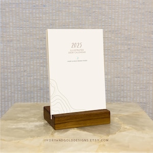 2025 Desk Calendar with wooden stand: Minimalistic, 4”x6” | CL021
