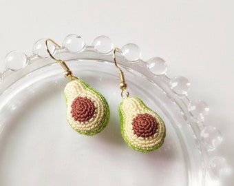 Crochet avocado earrings, amigurumi avocado earrings, avocado earrings, handmade earring, crochet avocado, handmade avocado