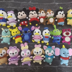 Pluto, Goofy, Mickey, Minnie, Stitch, Pooh, crochet keychain, crochet keyring, amigurumi