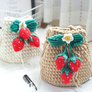 Cute Pink&Yellow&White Crochet Small Handbag Crossbody Purse Crochet  Shoulder Bag for Girl Cute Crochet Purses