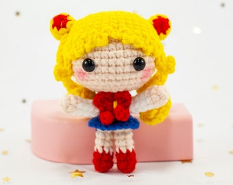 Sailor moon doll crochet, japanese anime doll, sailor moon doll collectors, anime figurines souvenir doll, amigurumi sailor moon keychain