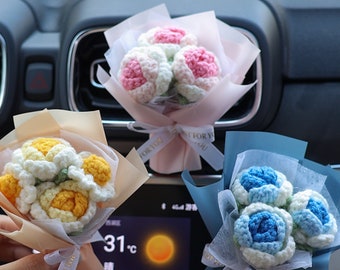 Crochet Flowers Car Decor, Car Flowers Decor, Cute Flower Car Accessories Decor, Car accessory