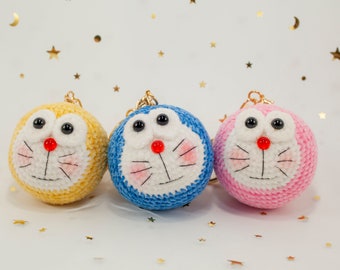 Crochet doraemon keychain, crochet doraemon, doraemon keychain, amigurumi doraemon, handmade doraemon, doraemon lover