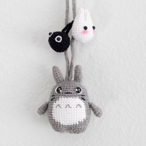 Crochet totoro hanging decor, handmade totoro car hanging, totoro car accessory, car dashboard decoration, rear view mirror hanging decor