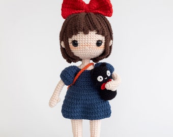 Muñeca terminada kiki de ganchillo a la venta, Muñeca de crochet hecha a mano, Muñeca de anime a la venta, Regalo de Navidad