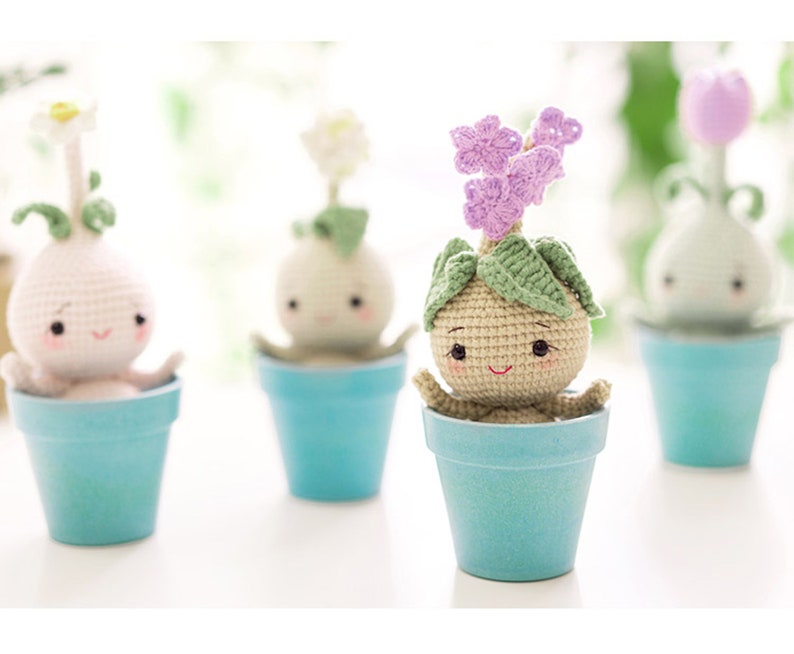 Amigurumi flower bulb doll set,Amigurumi plant decor,Forever Plant,Cute Home Decor,Crochet Flower Bulb,crochet Tulip,Amigurumi Flower Pot image 3