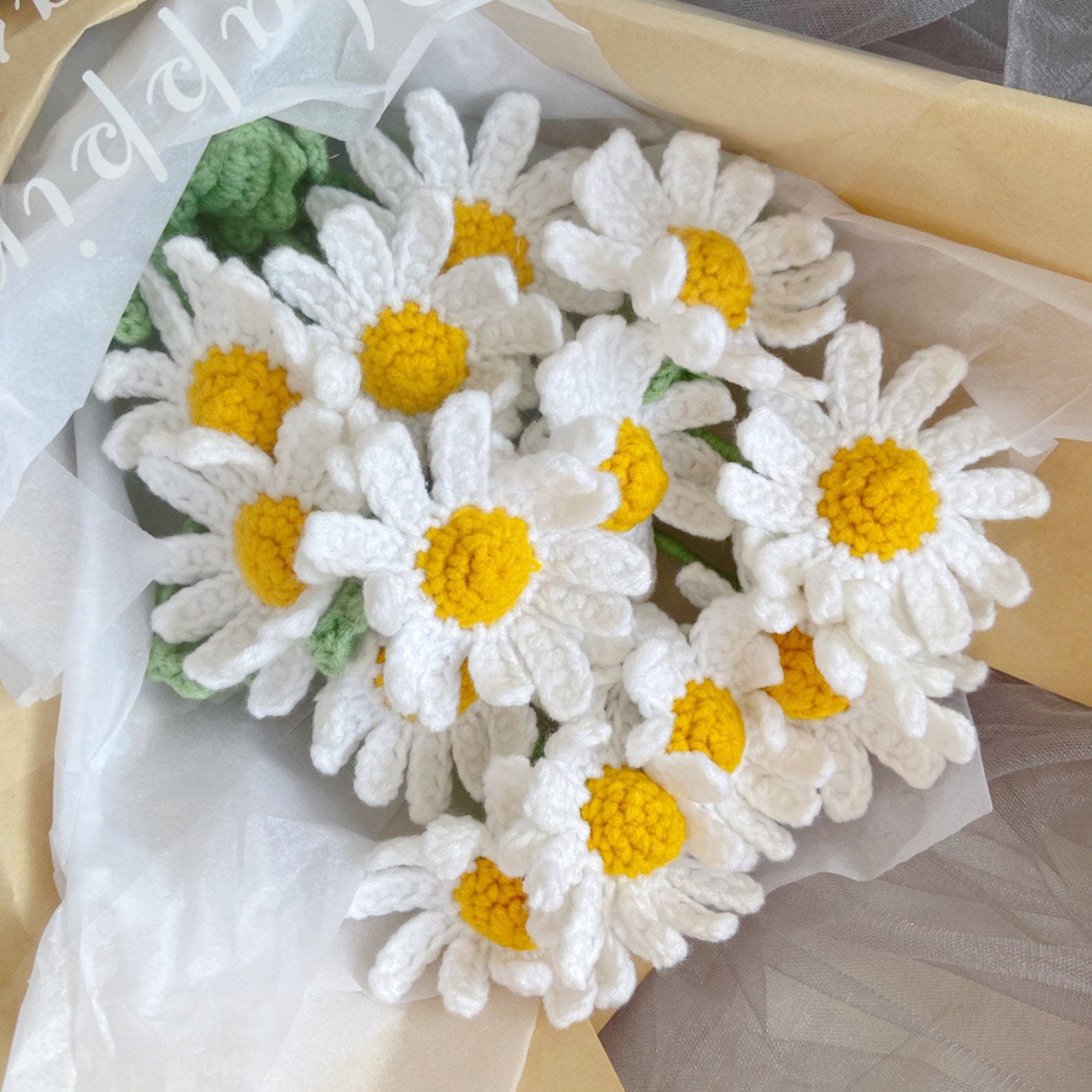 Handmade Daisy Flowers Bouquet Crochet Daisy Flower Bouquet Etsy