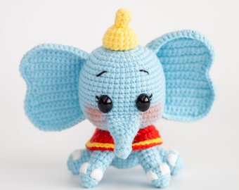 Handmade Elephant Keychian, Crochet Stuffed Elephant Inspired by Dumbo, Stuffed Plush Elephant Keychian, Stuffed Plush Elephant