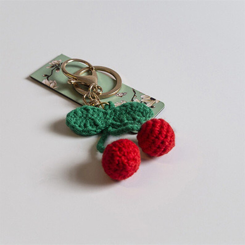 Crochet Fruit Keychain Amigurumi Fruit Keychains Cherry Etsy