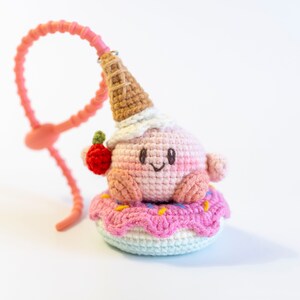 Ready to ship. Crochet kirby inspired keychian, kirby inspired car decoration, crochet kirby inspired car accessory, kirby inspired keychian