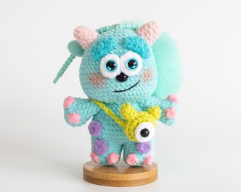 Sulley inspired doll, amigurumi sulley inspired  doll, crochet sulley inspired doll, handmade sulley inspired doll