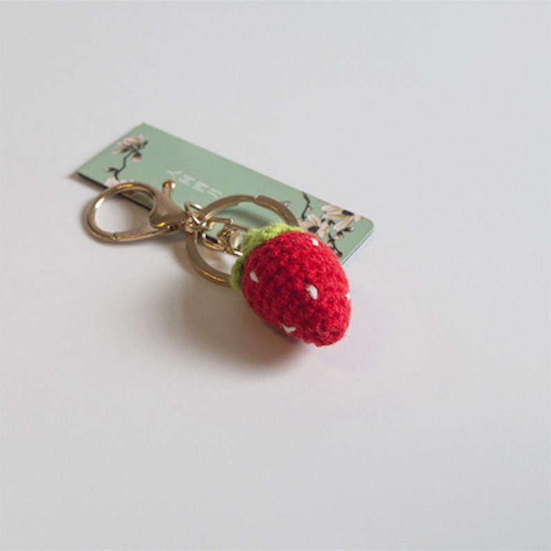 Crochet Fruit Keychain Amigurumi Fruit Keychains Cherry Etsy