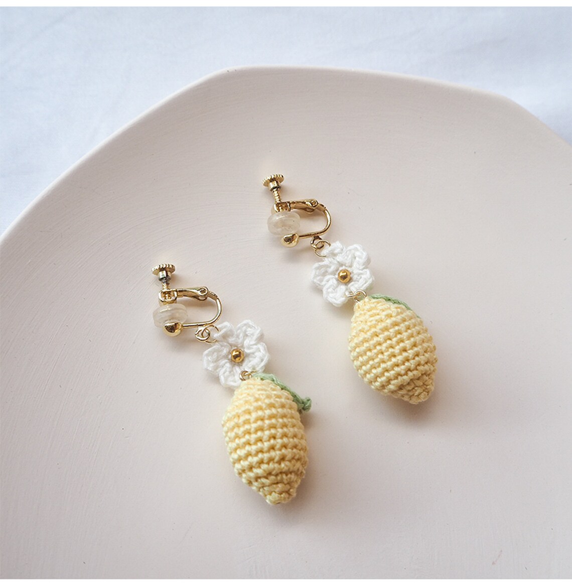 Crochet Lemon Earrings Amigurumi Lemon Earrings Lemon Etsy
