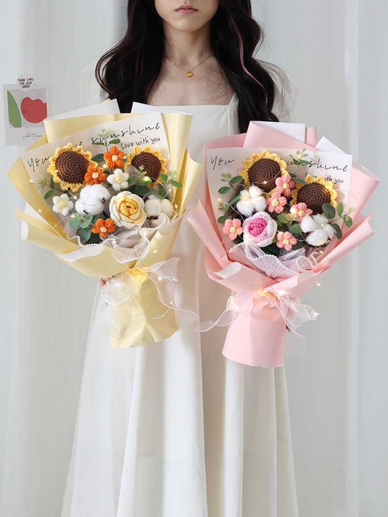 Handmade Flowers Bouquet Crochet Flower Bouquet Bouquet for Etsy