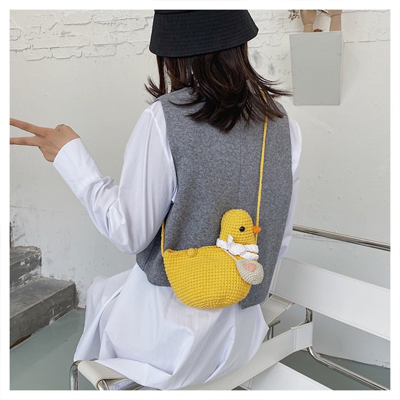 Crochet crossbody bags handmade bags amigurumi crossbody bags crochet duck bag gift for her handmade duck bag gift for girls