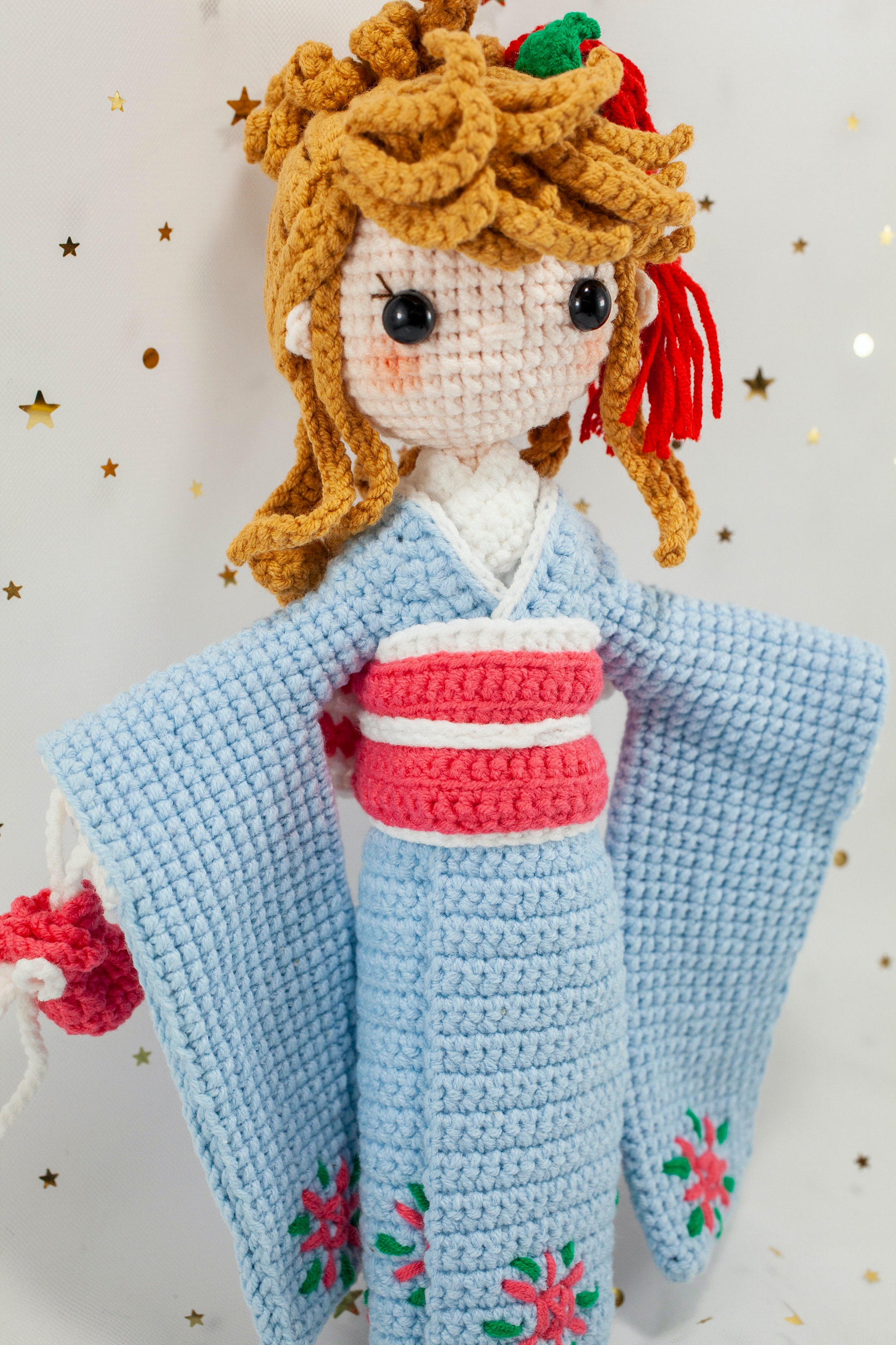 Amigurumi Japanese Kimono Vintage Girl Crochet Kimono doll Etsy