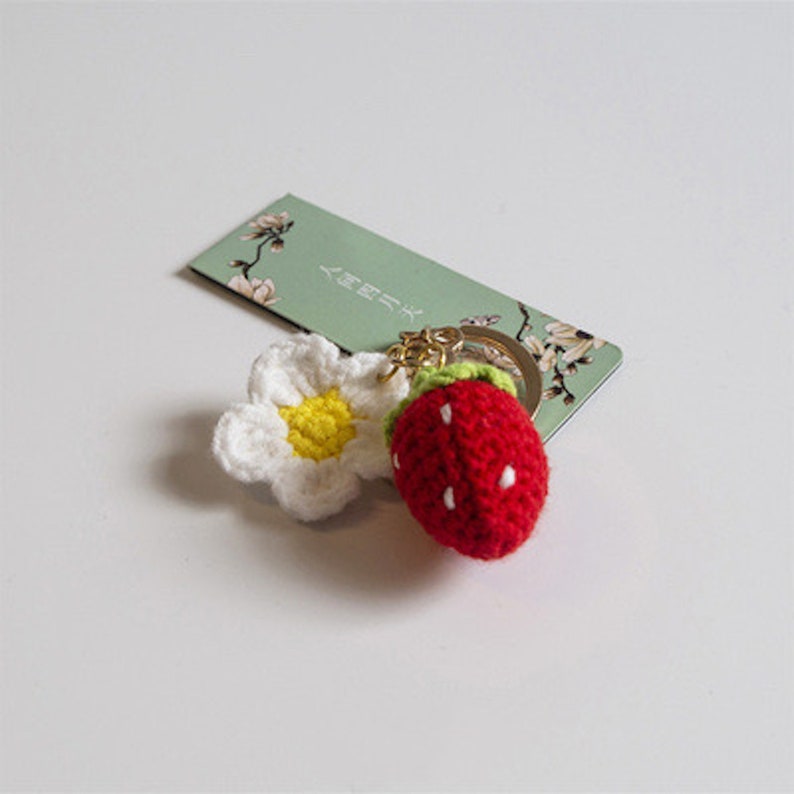 Crochet Fruit Keychain Amigurumi Fruit Keychains Cherry Etsy