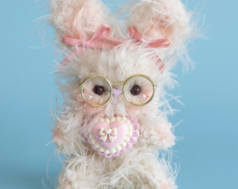 handmade bunny doll, made with pipe cleaners bunny doll, chenille stems bunny doll, handmade gift