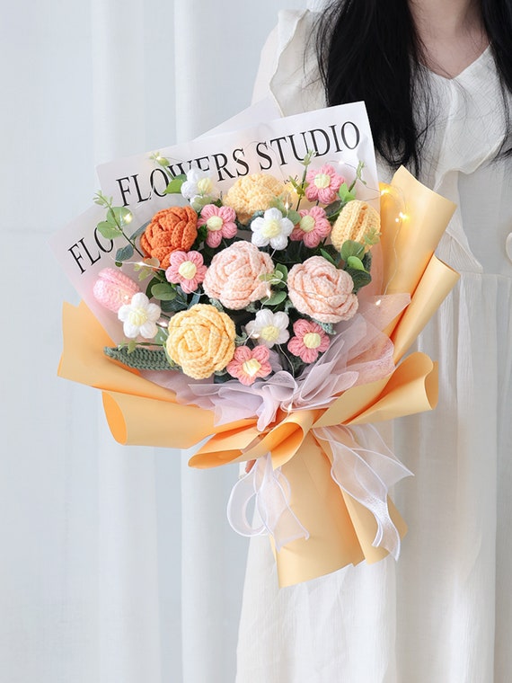 Handmade Flowers Bouquet Crochet Flower Bouquet Bouquet for Etsy