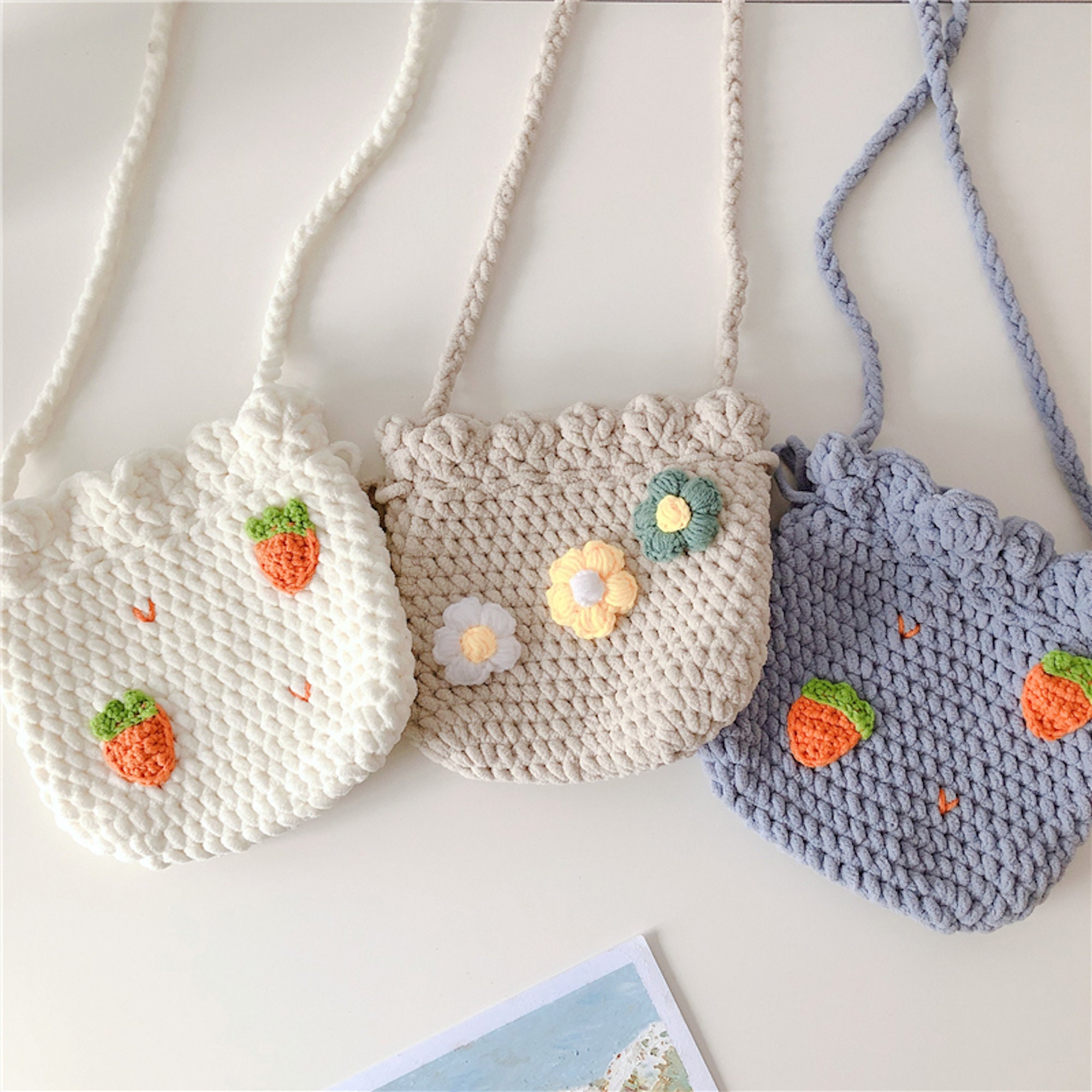 Buy Strawberry Crochet Bag With Handbag Style, White Strawberry Purse  Minimalist, Modern Crochet Shoulder Bag, Cute Crochet Bag Pattern Online in  India - Etsy