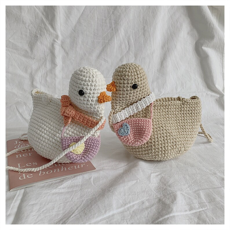 Crochet crossbody bags handmade bags amigurumi crossbody bags crochet duck bag gift for her handmade duck bag gift for girls